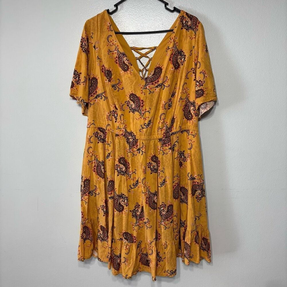 Torrid Mini Wash Challis Flutter Sleeve Lace Back Dress With Pockets
